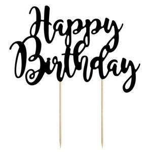 Черен топер Happy Birthday
